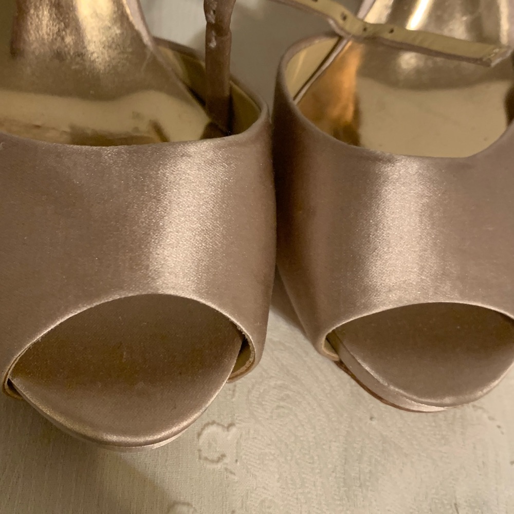 Badgley Mischka Champagne Crystal Embellished Stiletto Heels - Picture 5 of 7